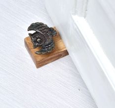 Elegant Brown Door Stopper with Black Finish Iron Owl